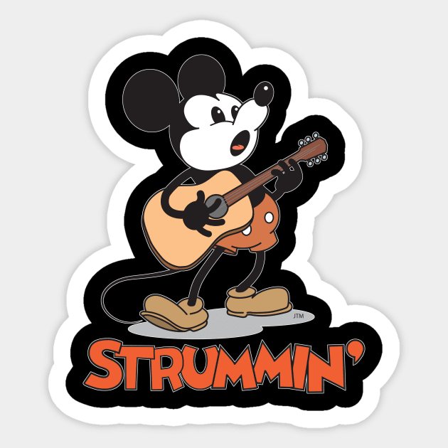 Strummin' Mickey Sticker by jaytee